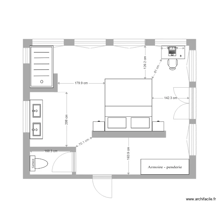 ch justin p&eacute;n&eacute; lit centre fen 2. Plan de 