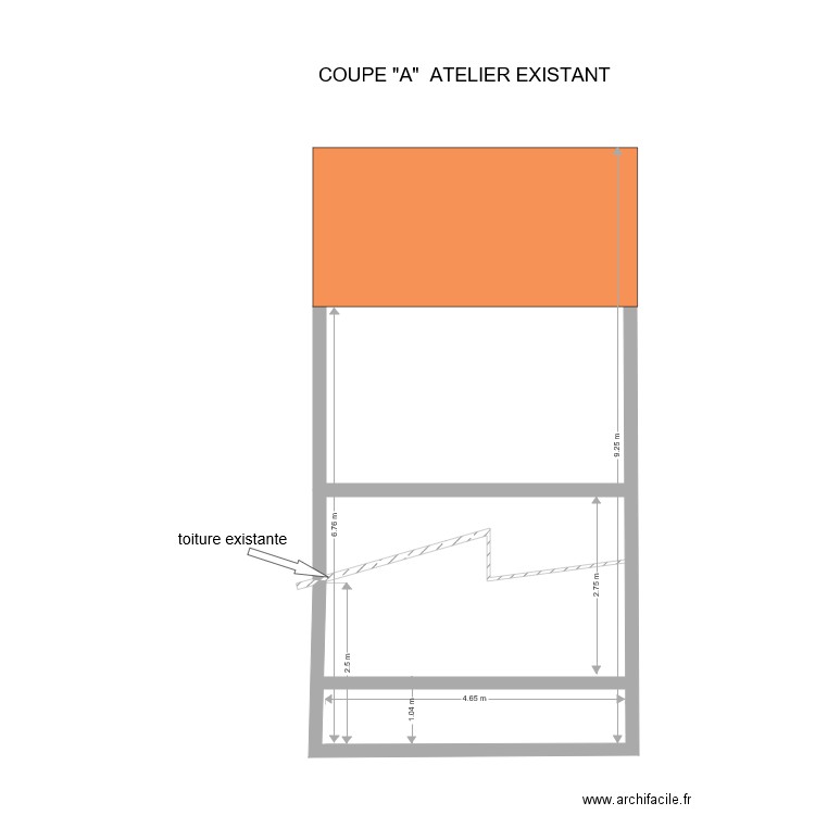 coupe A atelier existant. Plan de 0 pièce et 0 m2