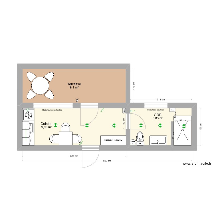 LAFAGE _01. Plan de 3 pièces et 25 m2