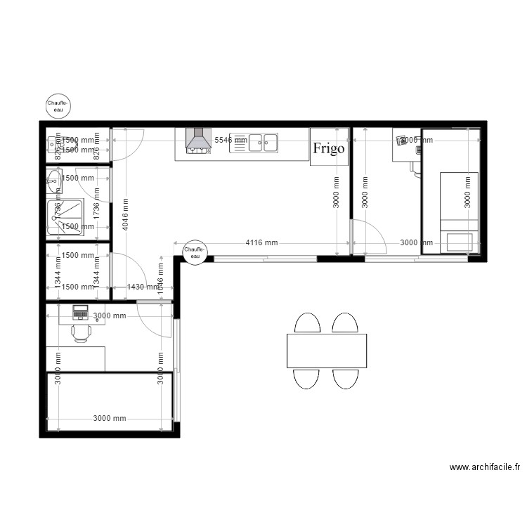 projet ELO 21. Plan de 6 pièces et 42 m2