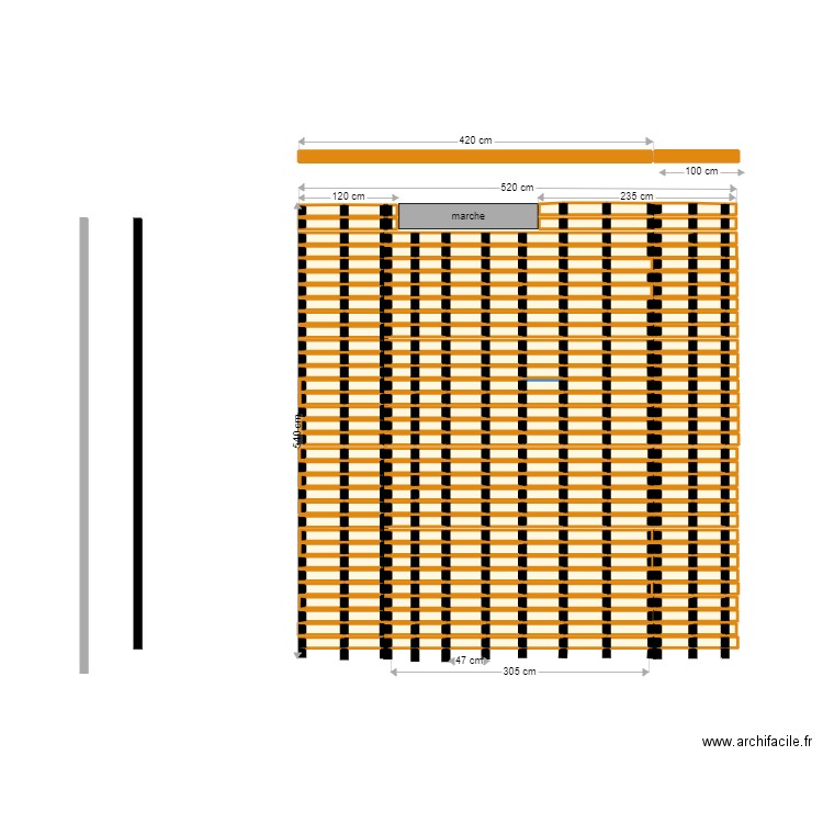 Terrasse bois - lambourdes. Plan de 391 pièces et 17 m2