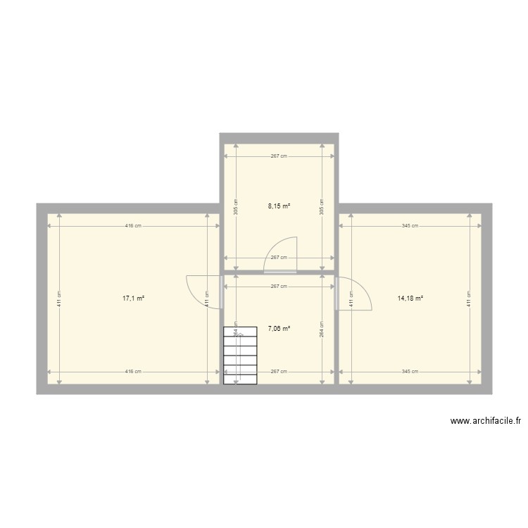 etage. Plan de 4 pièces et 46 m2