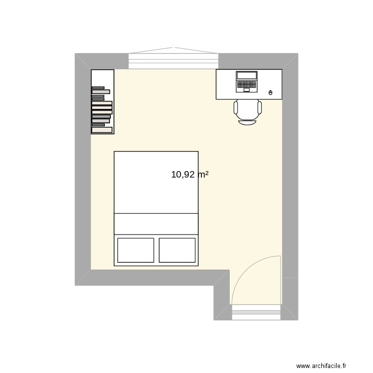 chambre 2. Plan de 1 pièce et 11 m2