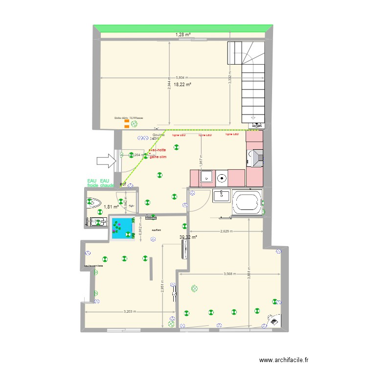 grenelle TOUT 2. Plan de 4 pièces et 61 m2