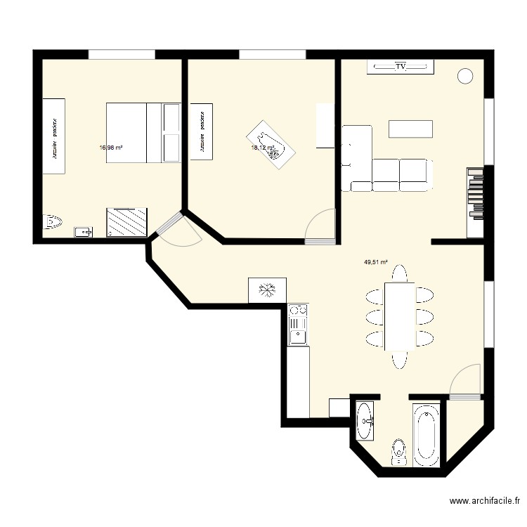 Eve et Pablov3. Plan de 4 pièces et 86 m2