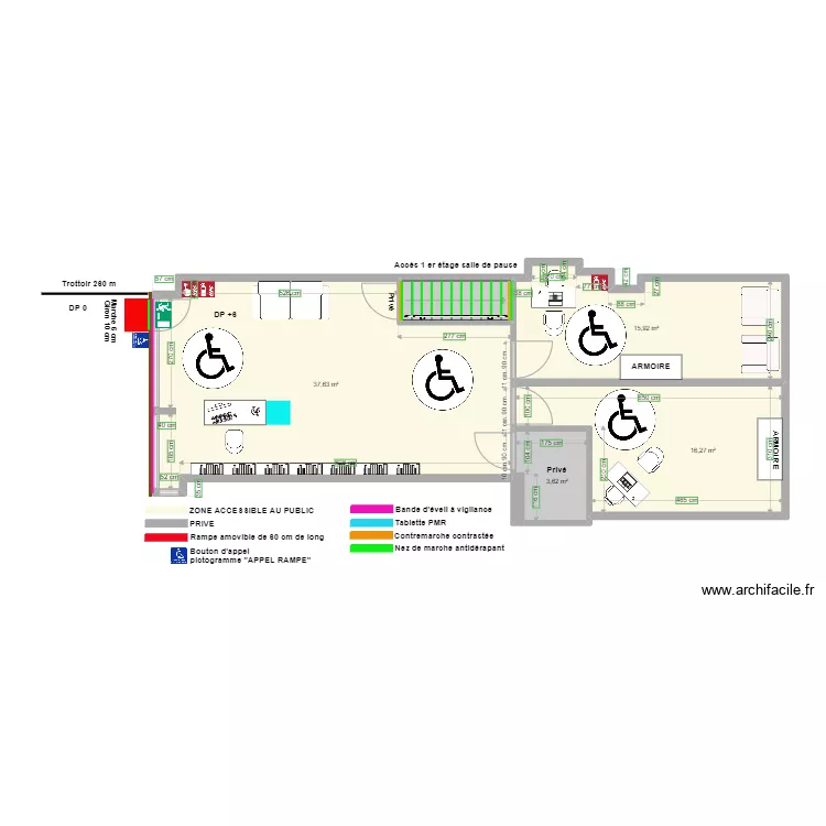 NATUR HOUSE après travaux avec espace de rotation. Plan de NATUR HOUSE après travaux avec espace de rotation. Plan de