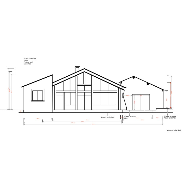 Studio Picholine Projet 02 18 7 Fa&ccedil;ade Sud . Plan de 0 pièce et 0 m2