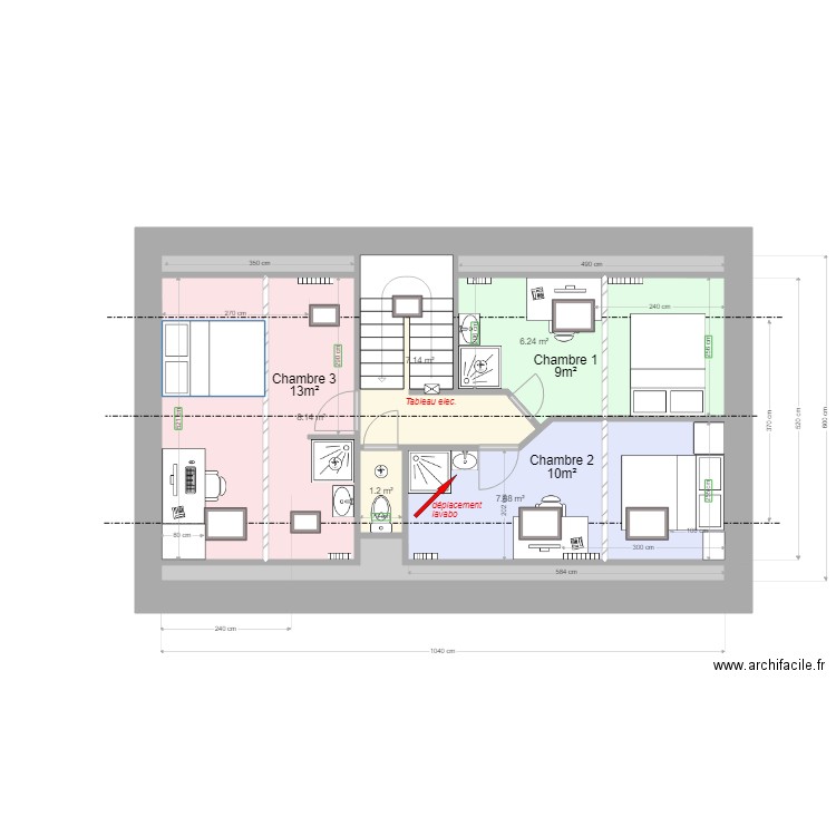 VitreNantes Etage 2 amenagement comble V12. Plan de 0 pièce et 0 m2