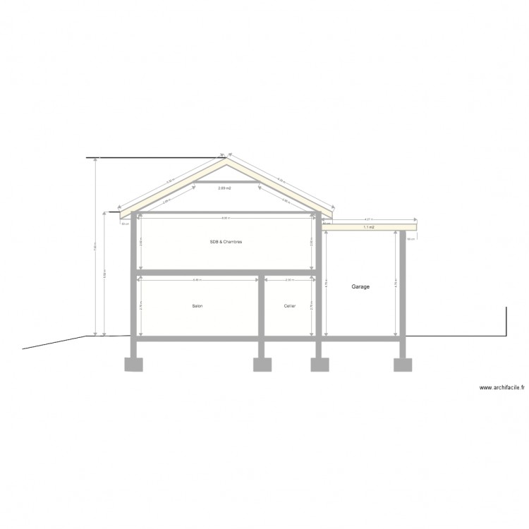 Plan de coupe. Plan de 0 pièce et 0 m2