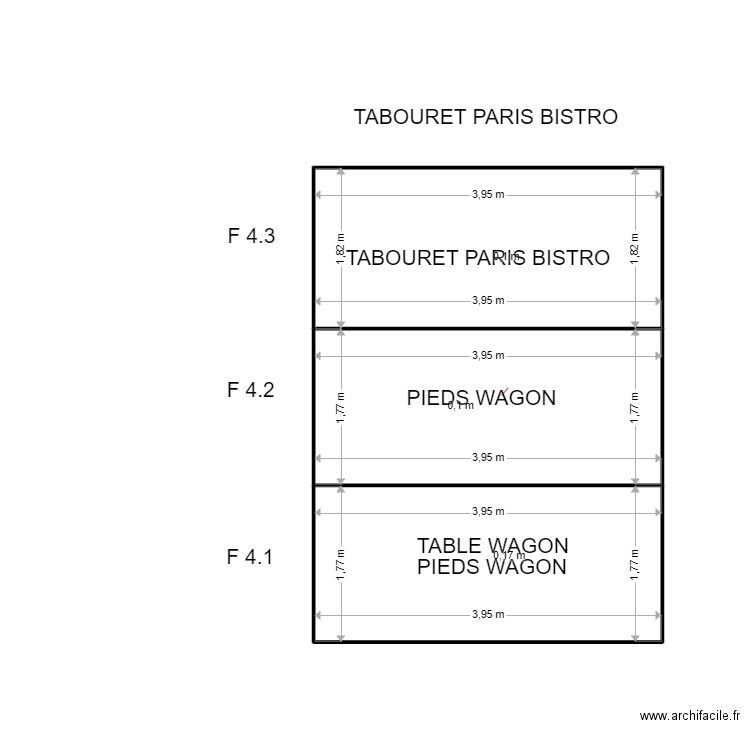 F 4. Plan de 3 pièces et 21 m2