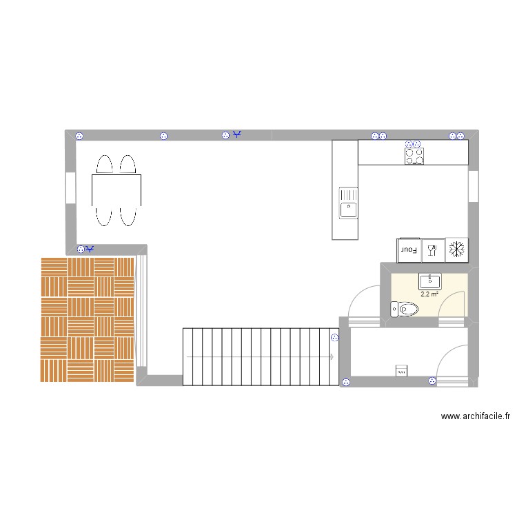 appartement. Plan de 1 pièce et 2 m2