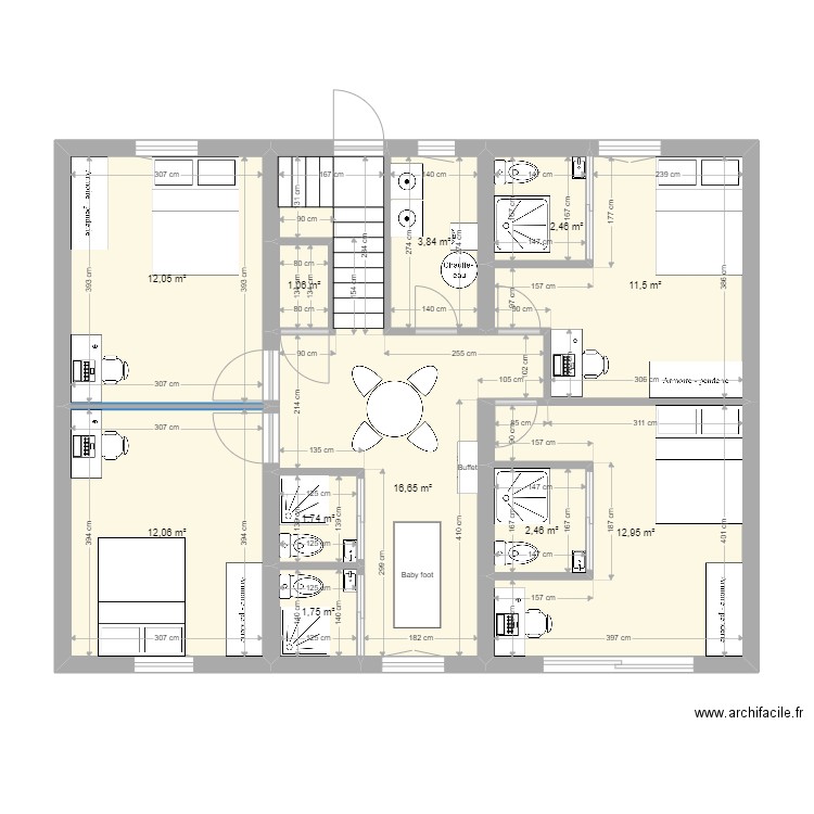 Maison Meaux - 3 niveaux - modification. Plan de 32 pièces et 238 m2