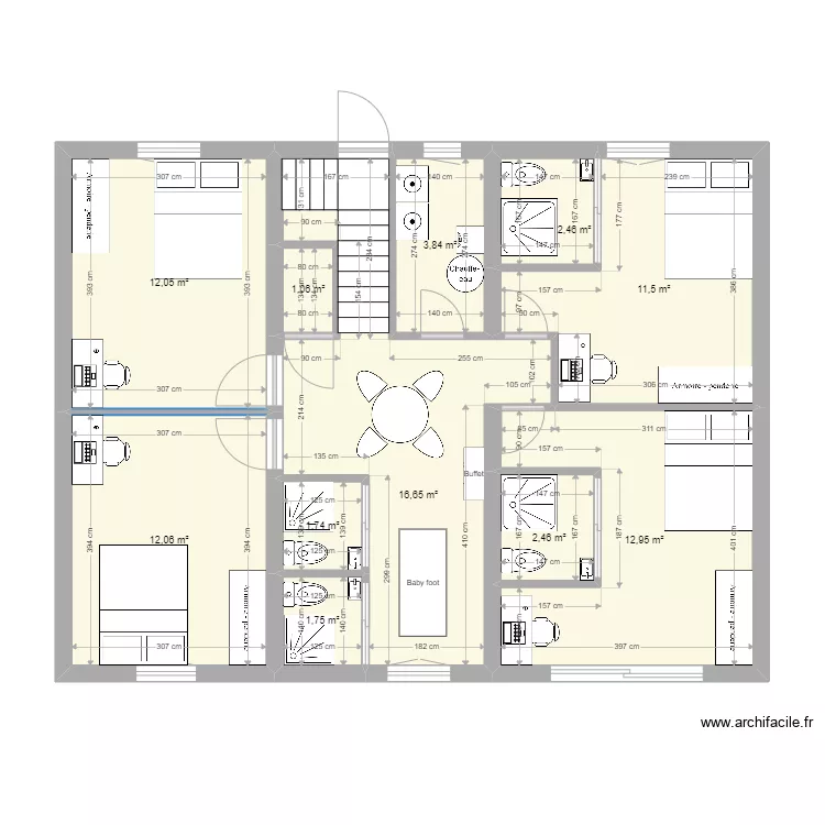 Maison Meaux - 3 niveaux - modification. Plan de 