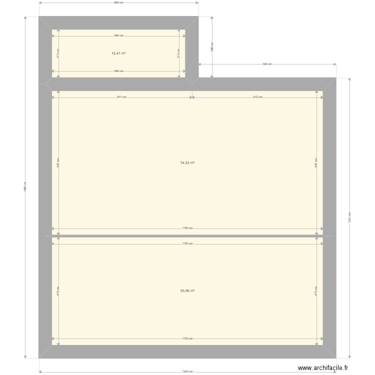 cherel . Plan de 3 pièces et 143 m2