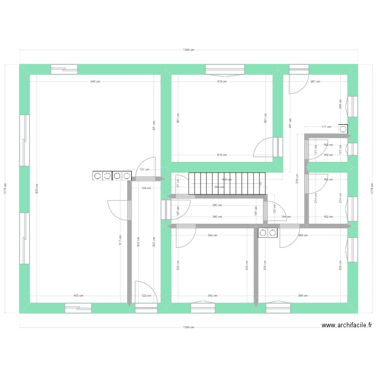 Caro situation origine RdC et étage. Plan de 9 pièces et 111 m2