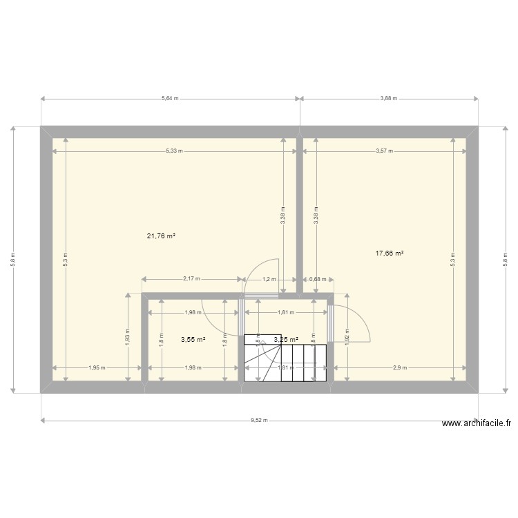 Etage Maison Doullens. Plan de 4 pièces et 46 m2