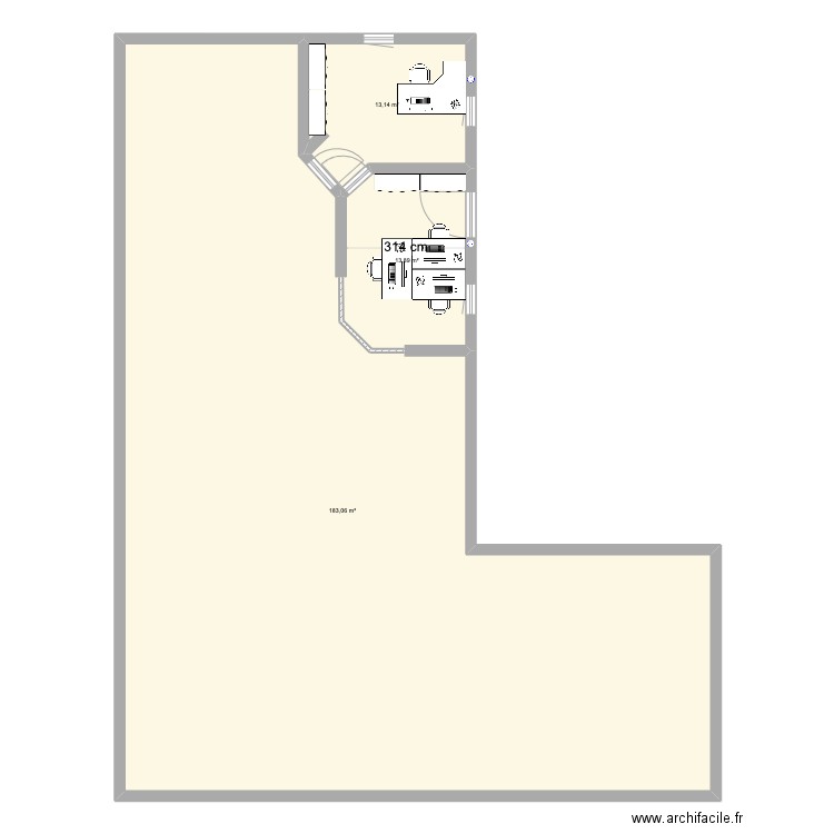 TEKFOR - Bureaux . Plan de 3 pièces et 210 m2