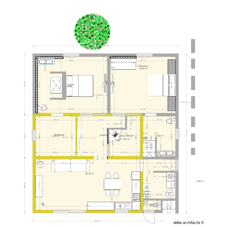 bungalow Marion 2. Plan de 8 pièces et 108 m2