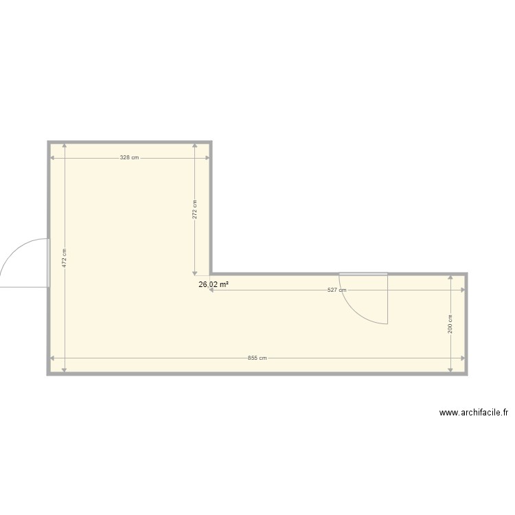 salle blanche. Plan de 1 pièce et 26 m2