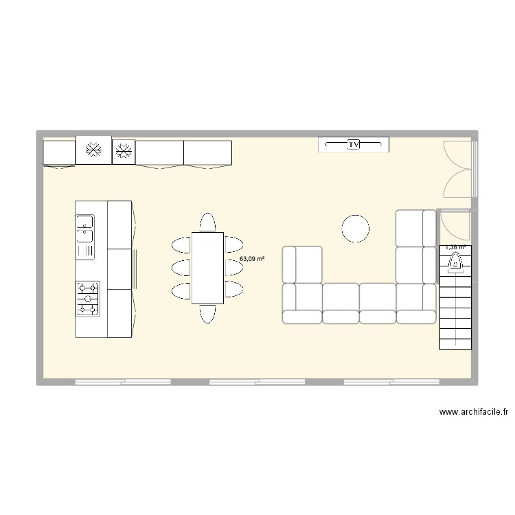 Nella Jordan RDC (1). Plan de 2 pièces et 64 m2