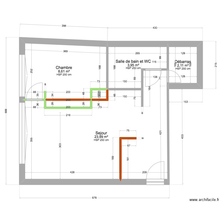 PLAN AURELIA-HOME D'AMENAGEMENT  demolition. Plan de 6 pièces et 40 m2