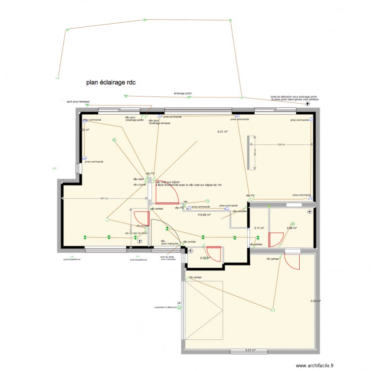 plan éclairage maison. Plan de 0 pièce et 0 m2