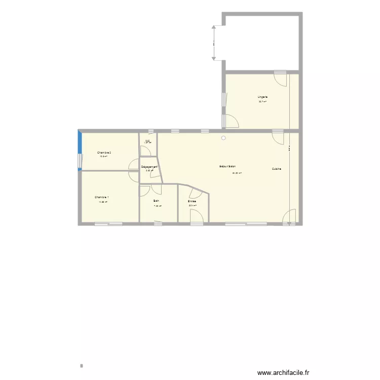 plan int&eacute;rieur avec extention. Plan de 