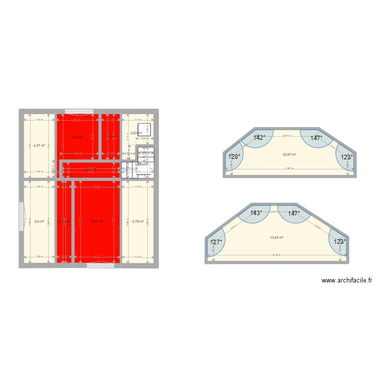 Dirand . Plan de 18 pièces et 106 m2