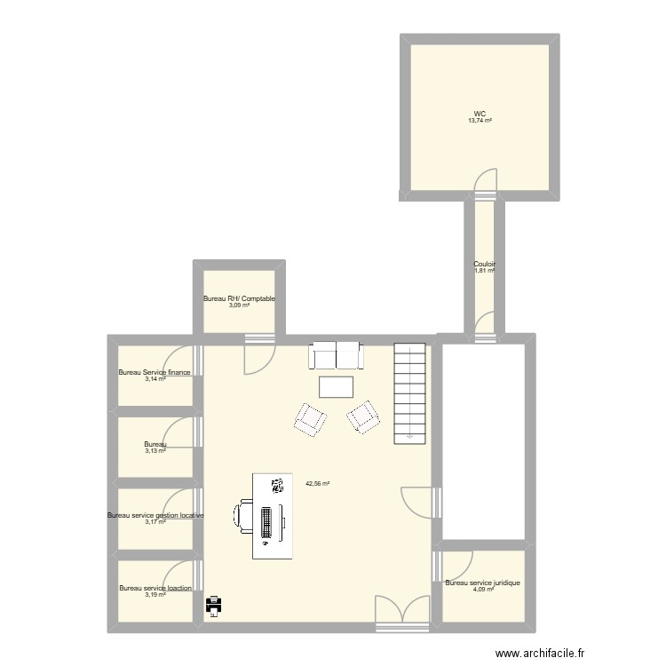 Zambon immobilier. Plan de 9 pièces et 78 m2