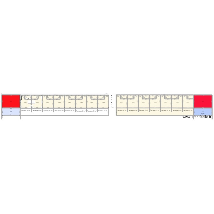 Ch face mer v1. Plan de 35 pièces et 990 m2