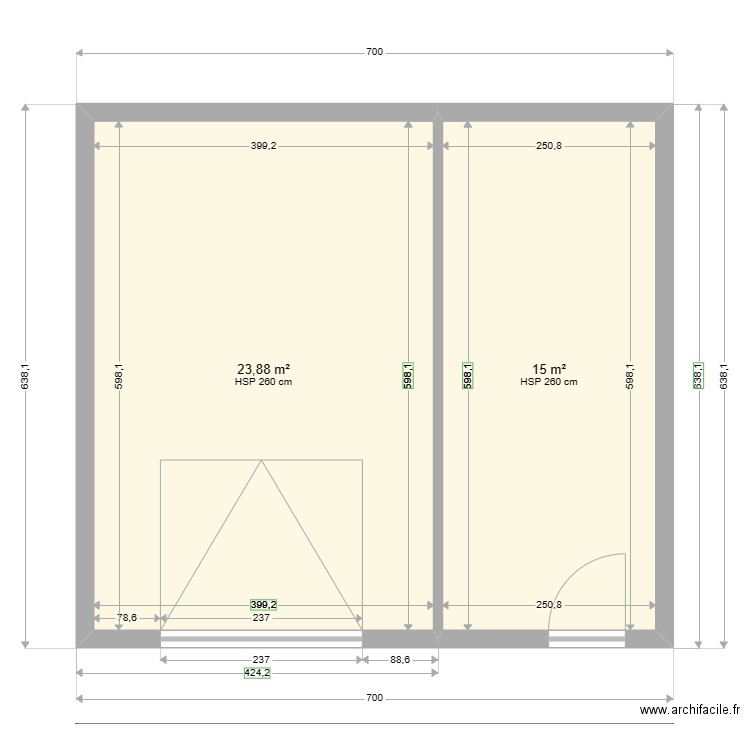 PLAN DE MASSE . Plan de 2 pièces et 39 m2