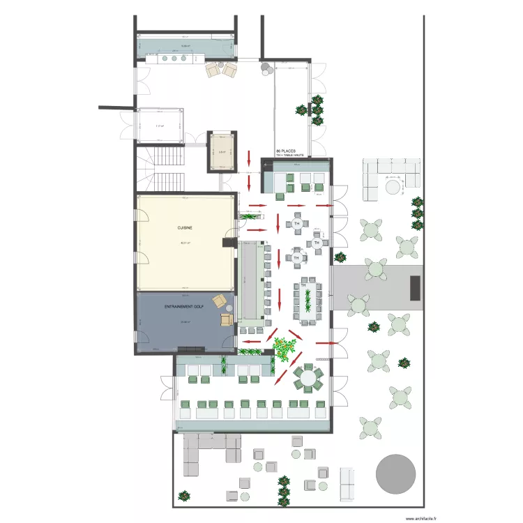 Brasserie 3 circulation. Plan de 