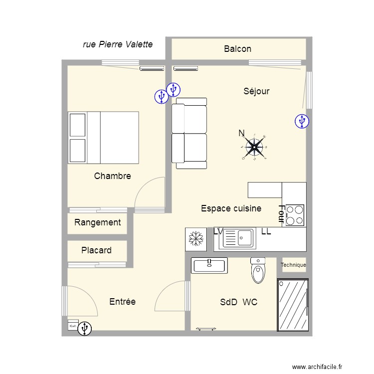 19 Valette. Plan de 7 pièces et 44 m2