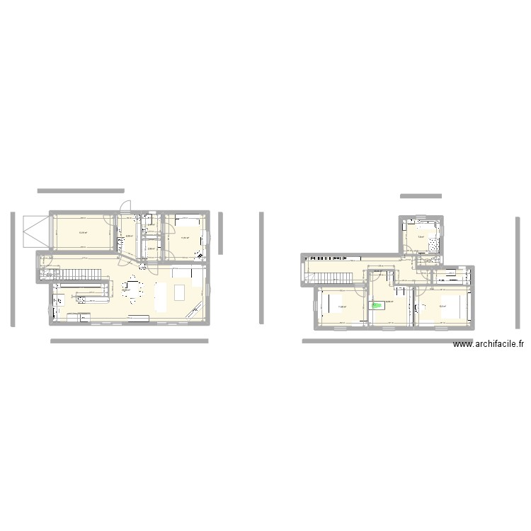 Maison en T bis. Plan de 0 pièce et 0 m2