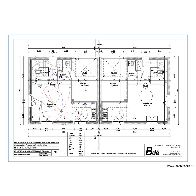 villas jumelées aprieux unifilaire. Plan de 0 pièce et 0 m2