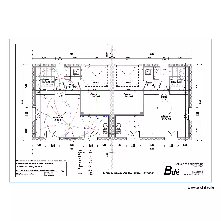 villas jumelées aprieux unifilaire. Plan de villas jumelées aprieux unifilaire. Plan de