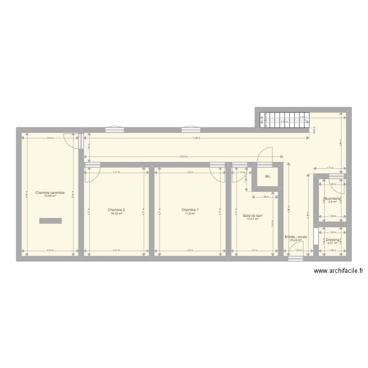 Futur plan maison Etage. Plan de 8 pièces et 106 m2