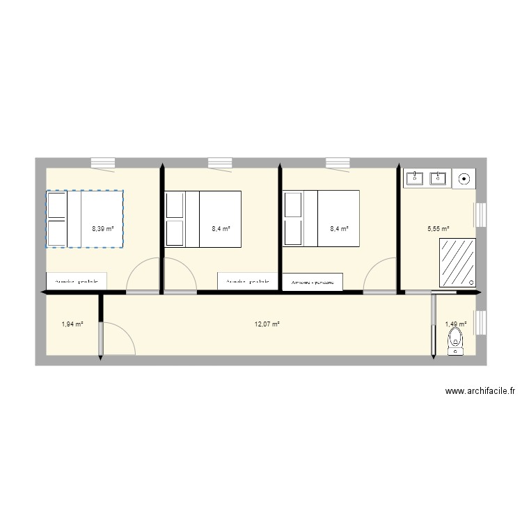 plan maison herbignac. Plan de 7 pièces et 46 m2