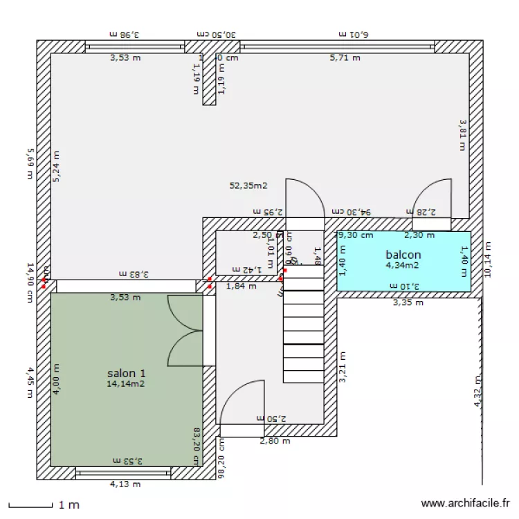 rez - WC hall. Plan de 