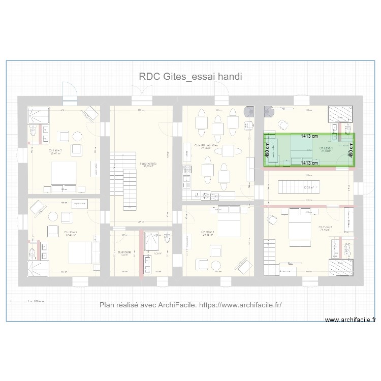 Etage mezzanines- essai 1. Plan de 1 pièce et 69 m2