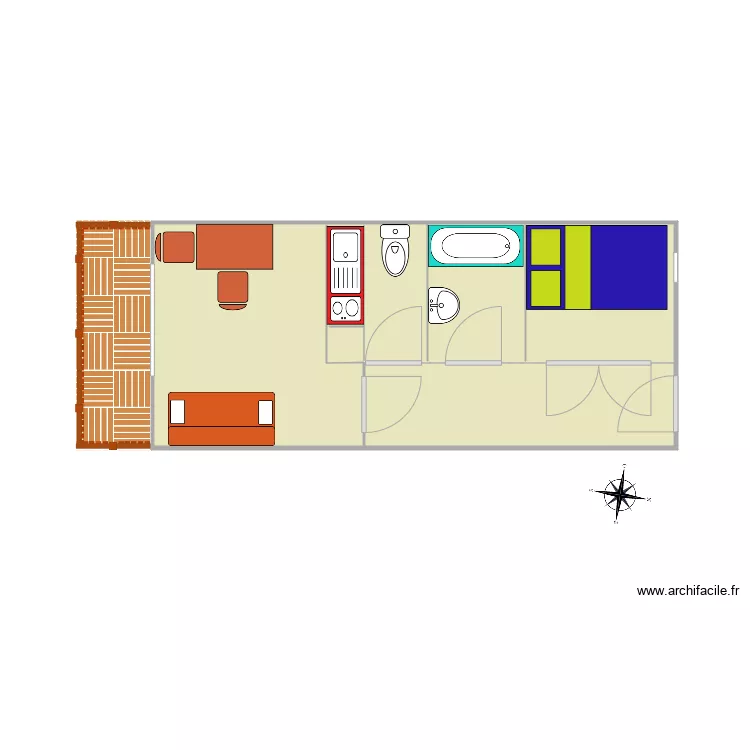 STUDIO GRANDE CABINE. Plan de 