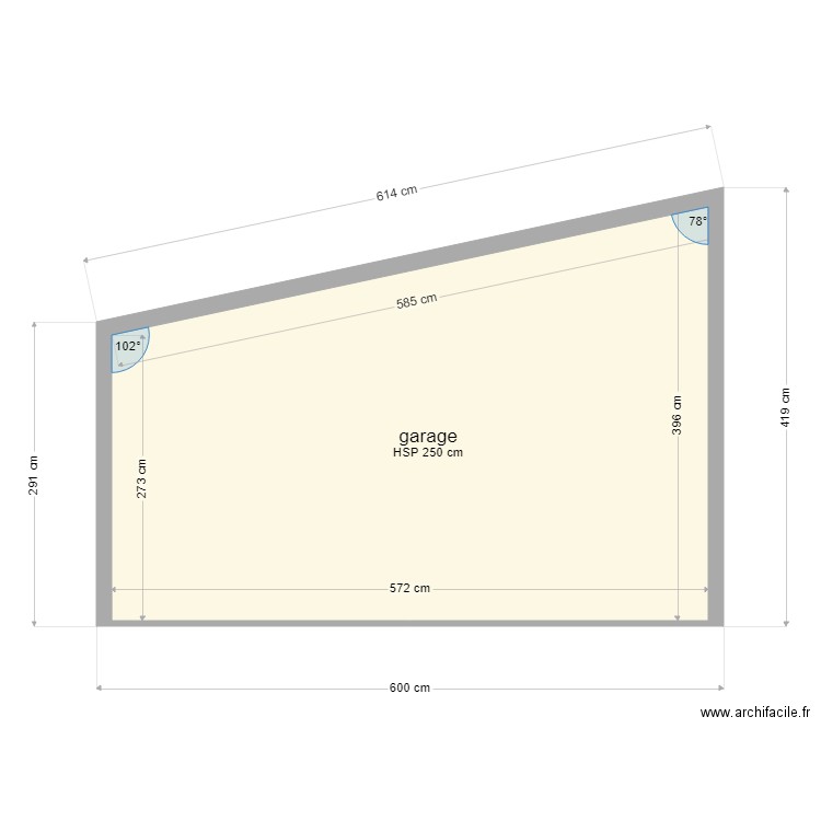 coupe garage florian. Plan de 1 pièce et 19 m2