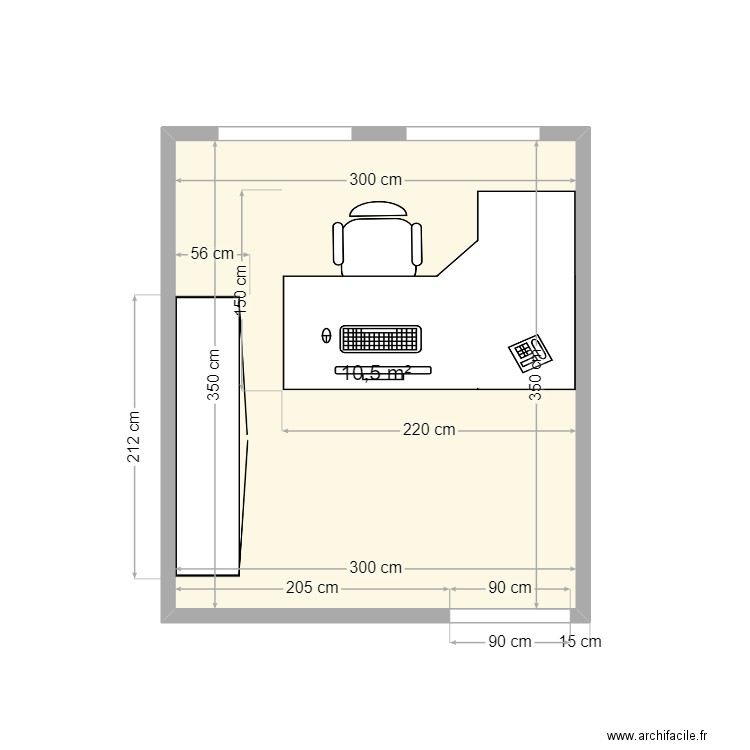 bureau. Plan de 0 pièce et 0 m2