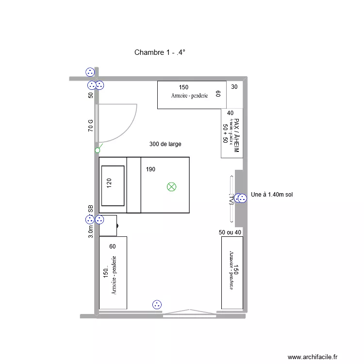 Chambre 1 - 4&deg;. Plan de 