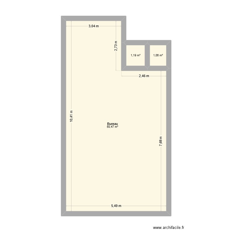 plan chaussée de Louvain. Plan de 3 pièces et 53 m2