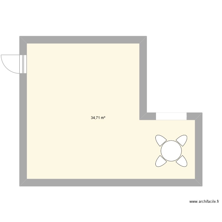 cuisine. Plan de 1 pièce et 35 m2