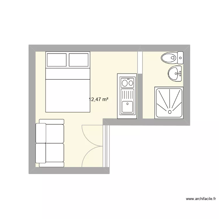 Kube 2. Plan de 1 pièce et 12 m²