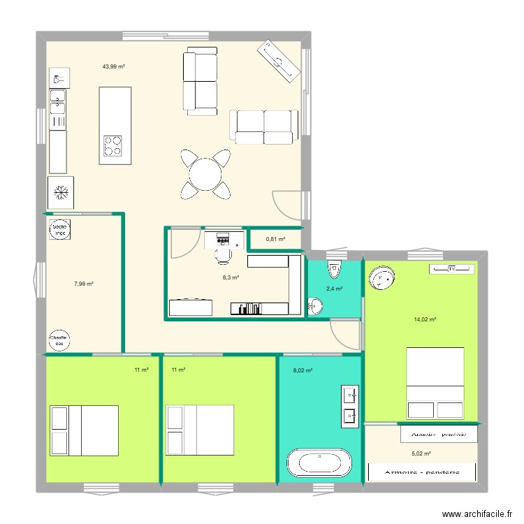 Maison Aurore. Plan de 10 pièces et 113 m2