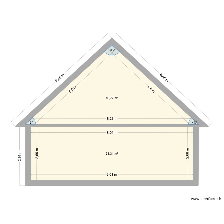 plan maison cote extérieur. Plan de 2 pièces et 38 m2