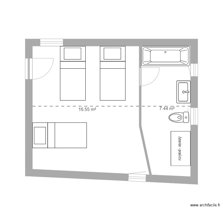 Montoison Plan Extension 1er étage Hyp 8. Plan de 2 pièces et 24 m2